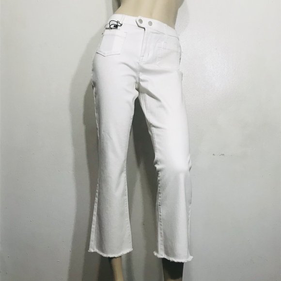 white denim bootcut jeans